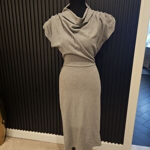 Elegant Gray Draped Dress